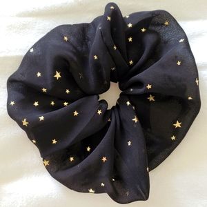 Brand new black w/gold stars silk scrunchie